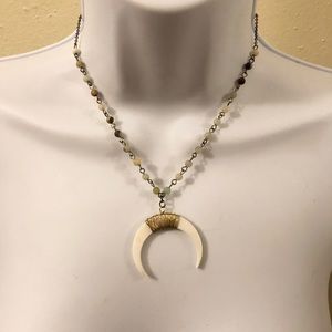 Beaded Crescent Horn Necklace